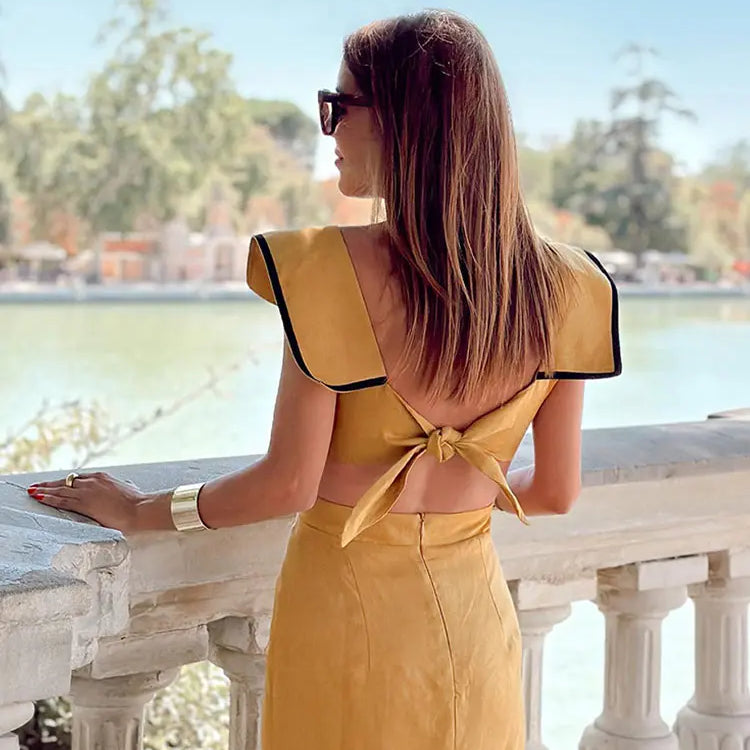 Square Neck Sleeveless Print Maxi Dress For Women Sexy Backless Lace-up Split Dresses Elegant Party Club Female Streetwear