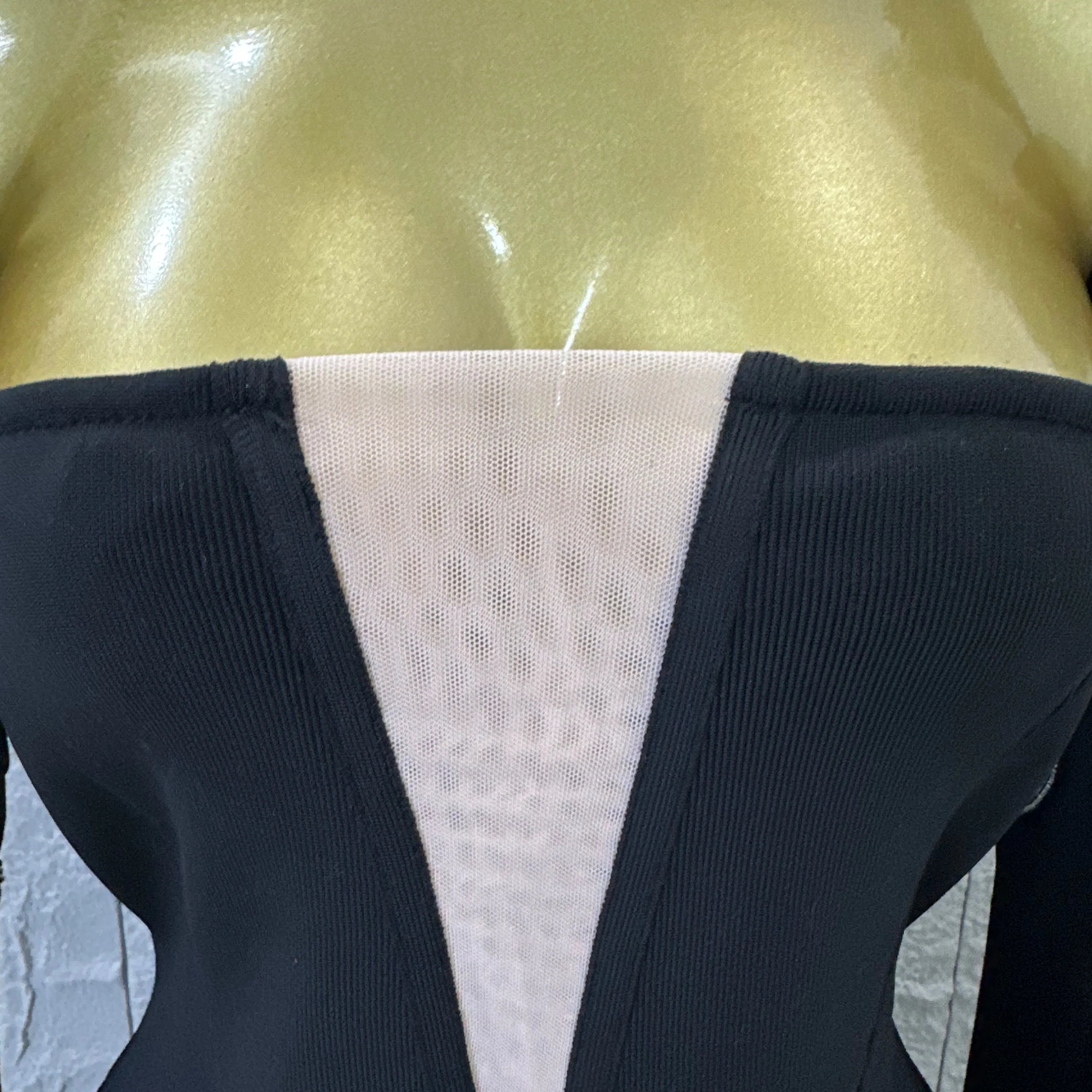 High QualityBlack Off-Shoulder Bodycon Midi Dress Women Sexy Sheer Mesh Plunge V Neck Long Sleeve High Slit Cocktail Outfit