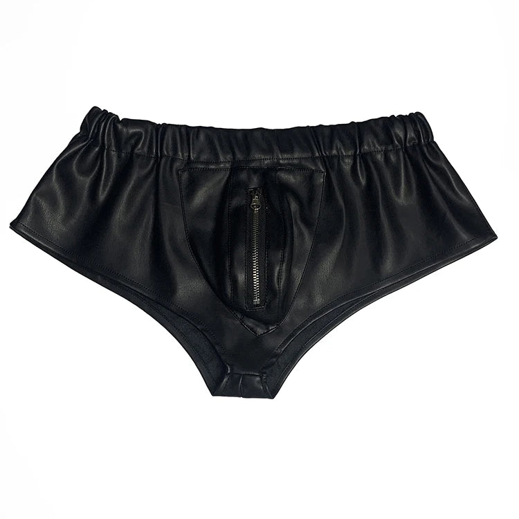 Lautaro Summer Soft Red Faux Leather Shorts for Men Elastic Waist Luxury Designer Emo Clothes Mens Underwear Sexy Thong 2025 Black