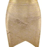 Ladies Rayon Thick Short Rayon Bandage Skirt Cocktail Party Cute Mini Skirt Vestidos Gold