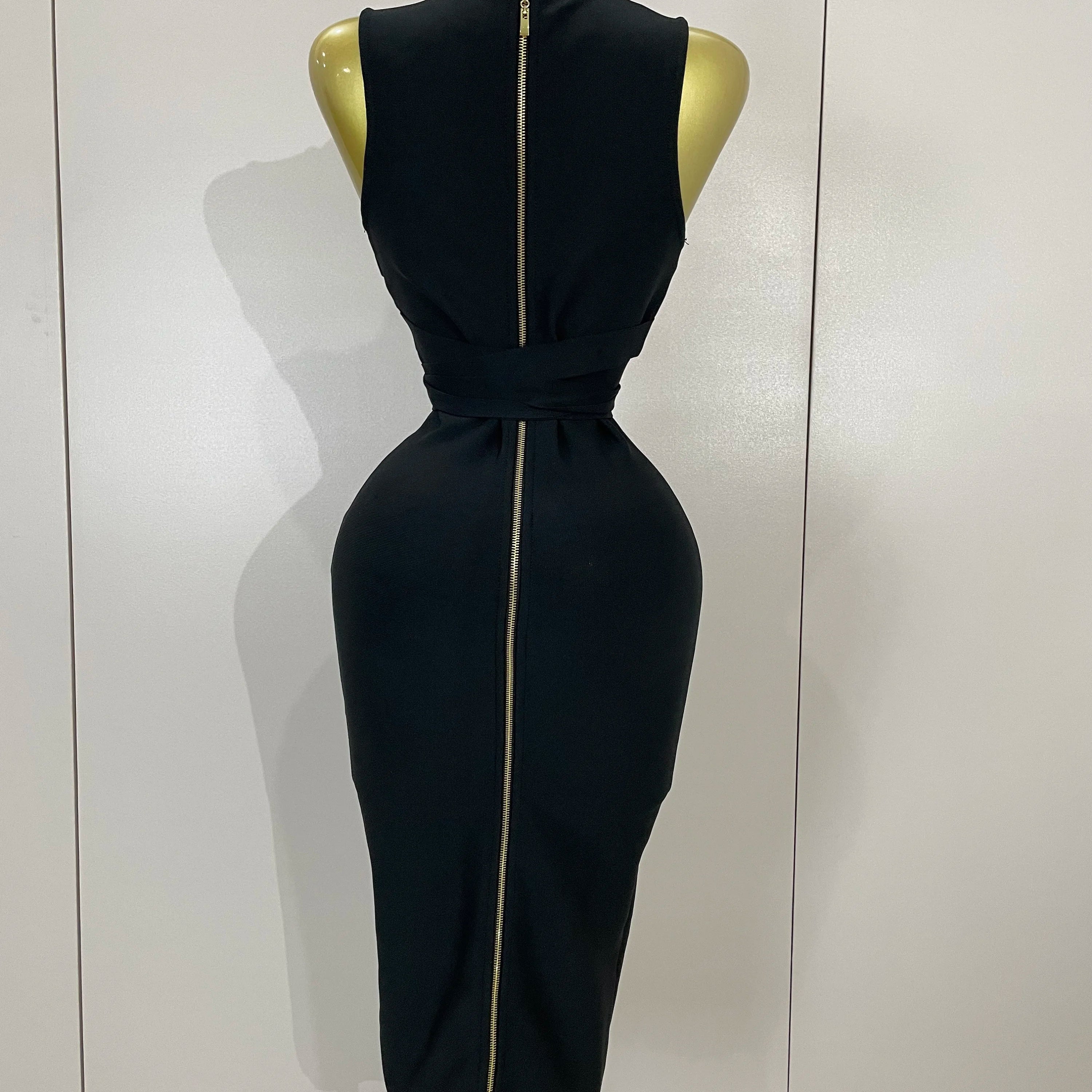 Women Elegance Sexy V-Neck Sleeveless Bodycon Bandage Dress Nightclub Party Evening Dress High Quality Luxury Birthday Dresses