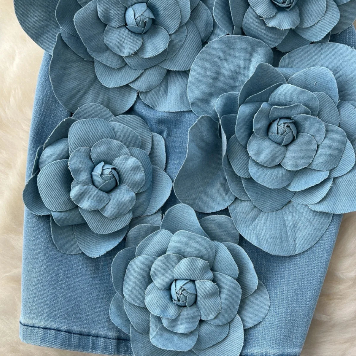 Elegant 3D Flower Rose Short Party Dresses Women Summer Holiday Sleeveless Strapless Corset Blue Denim Jeans Dress Mini Vestidos