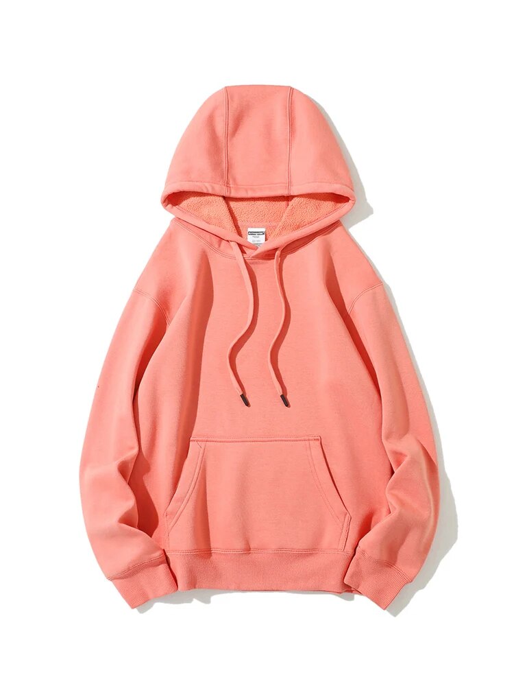Streamgirl Winter Warm Fleece Hoodies For Women Green White Loose Sweatshirts With Hoodie Pink Pullover Hoodies Women Velvet Top Orange