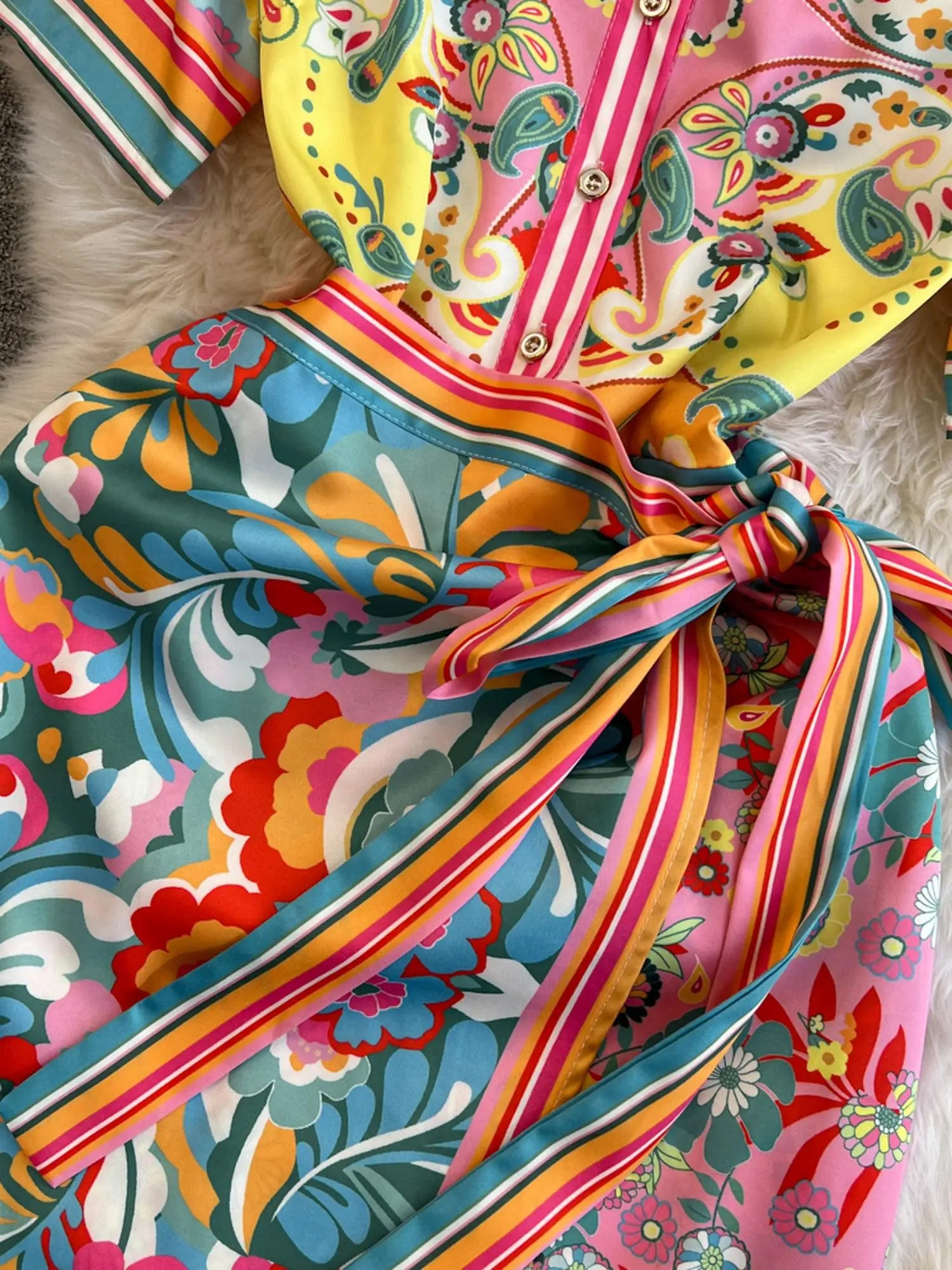 Summer Fashion Designer Dress Women's O-Neck Short Sleeve Floral Print Stripe Vintage Belt Lace Up Irregular Midi Vestidos