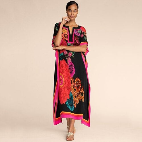 Printed Kaftans Beach Cover Up Seaside Maxi Bohemian Dresses Beachwear Pareo 9 One Size
