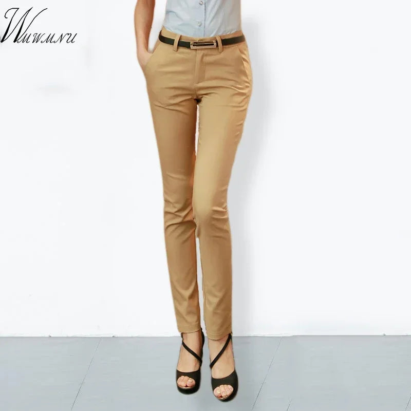 High Waist Office Elegant Slim 90cm Ankle-length Trousers Pencil Pants Women Spring Summer S-4xl Casual Formal Pantalones