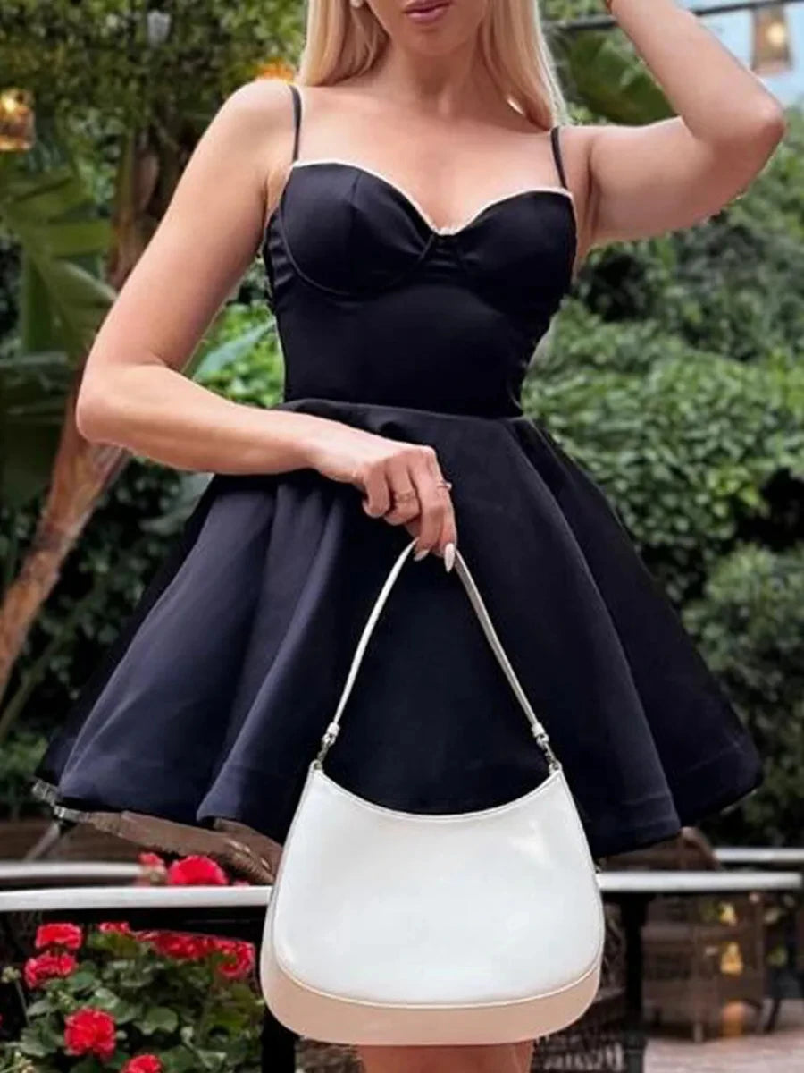 Suninheart Summer Elegant A Line Dress Lovely Floral Print Tulle Skirt Dress Casual Holiday Party Dresses Women 2024 New Arrival black