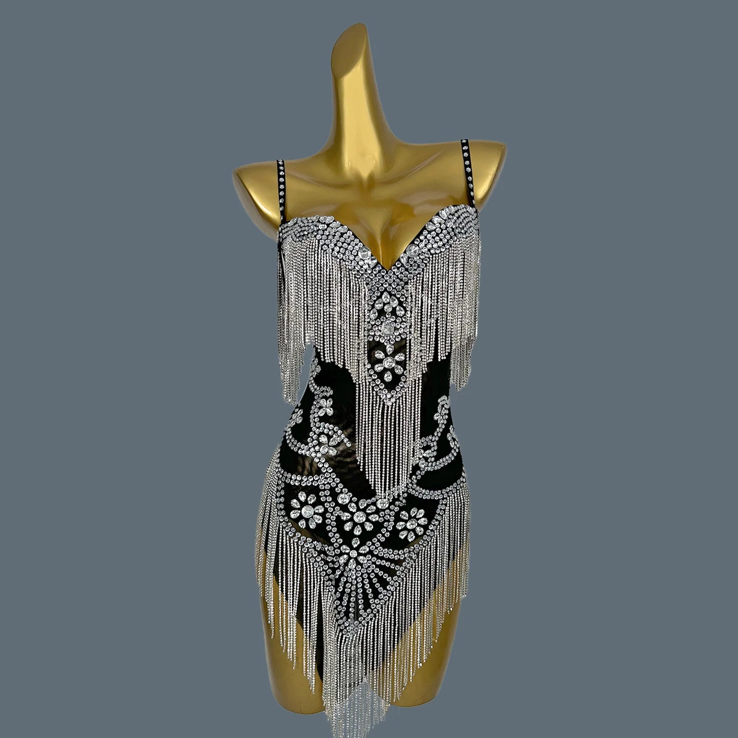 Sexy Backless Pink Diamond Dress Mesh Elastic Strap Dress Club Dinner Birthday Party Dress Stage Performance Costume Yelian black