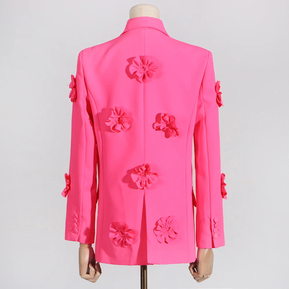 Fashion Spliced Appliques Elegant Jackets for Women Lapel Long Sleeves Patchwork Double Breasted Jacket Female New