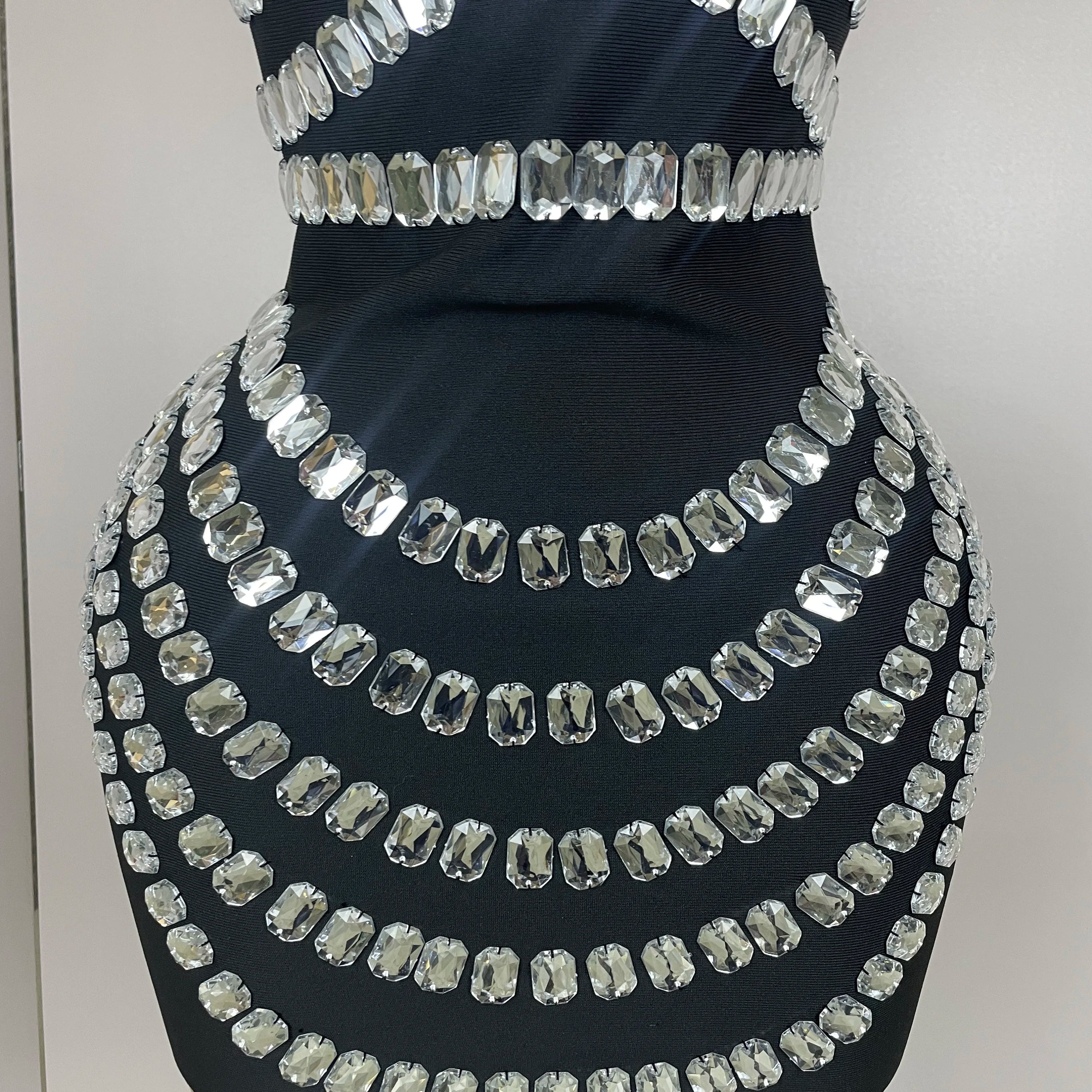 Women 2025 Sparkly Rhinestones Bodycon Strapless Mini Bandage Dress Backless Fashion Evening Party Club Luxury Birthday Dresses