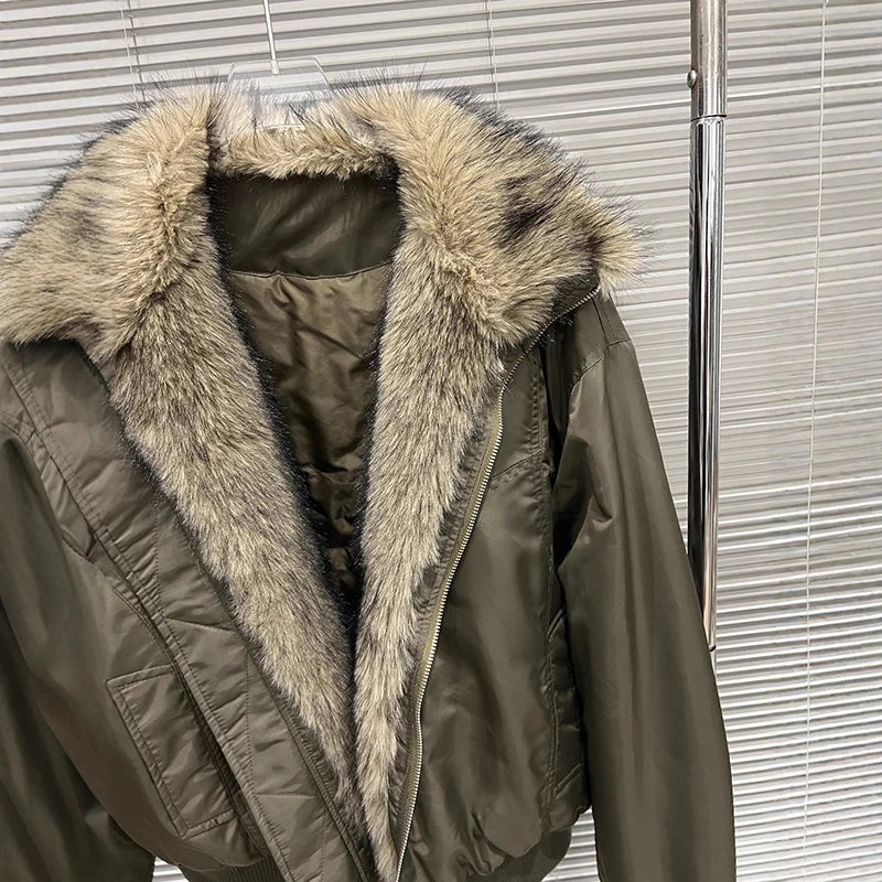 Autumn Winter New Fur Collar Cotton-padded Jacket For Women Loose Casual Short Warm Coat Female Trend 11A07564