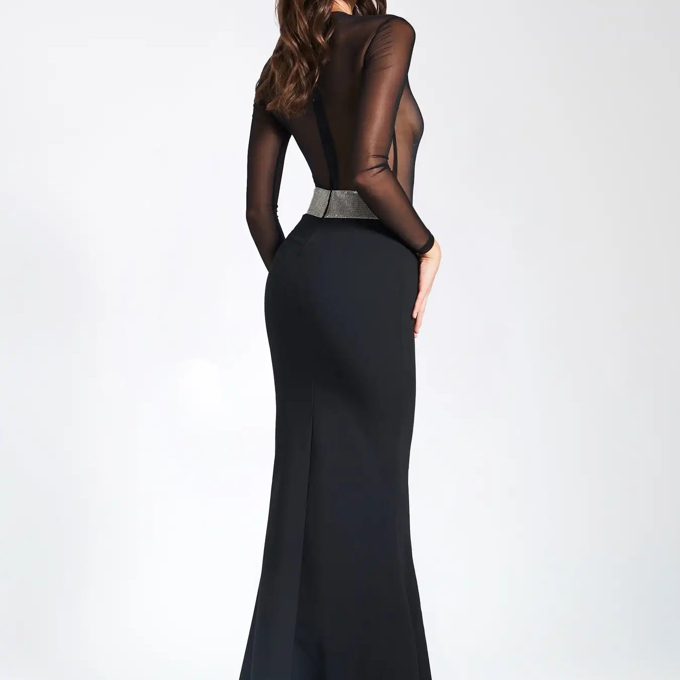 2023 Women Long Sleeve Sexy Mesh See Through Bodycon Bandage Mermaid Dress Nightclub Party Celebrate Dress