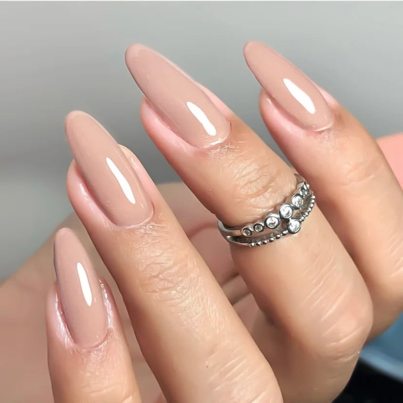 24pcs/set nude brown white fake nails for fall winter season french almond tips faux ongles press on false nail supplies 647