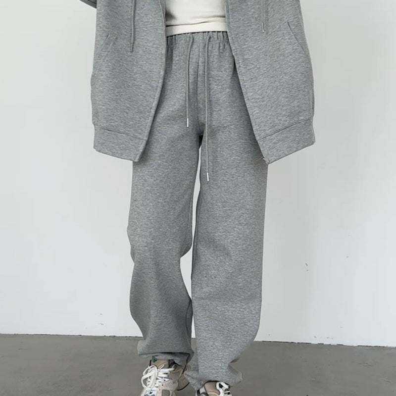 WOTWOY Causal Fleece Hooded Sweatshirts and Pants 2 Piece Sets Womens Outfits Autumn Winter Sweatpants Female Grey Pullovers 23113-gray-pant