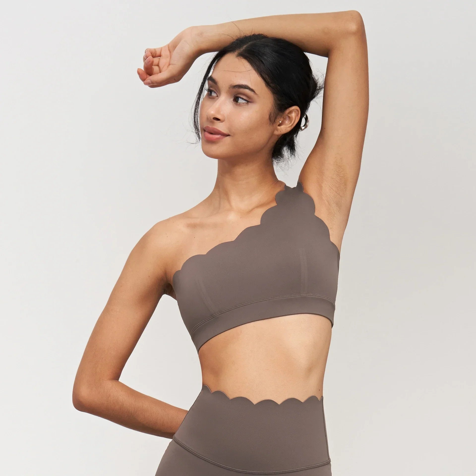1/2/3Pcs Lycra Workout Sets Womens Seamless Gym Sportswear Shock-proof Sport Bra High Waist Yoga Pants Gym Leggings Tennis Skirt 1pc Tops-Khaki Brown