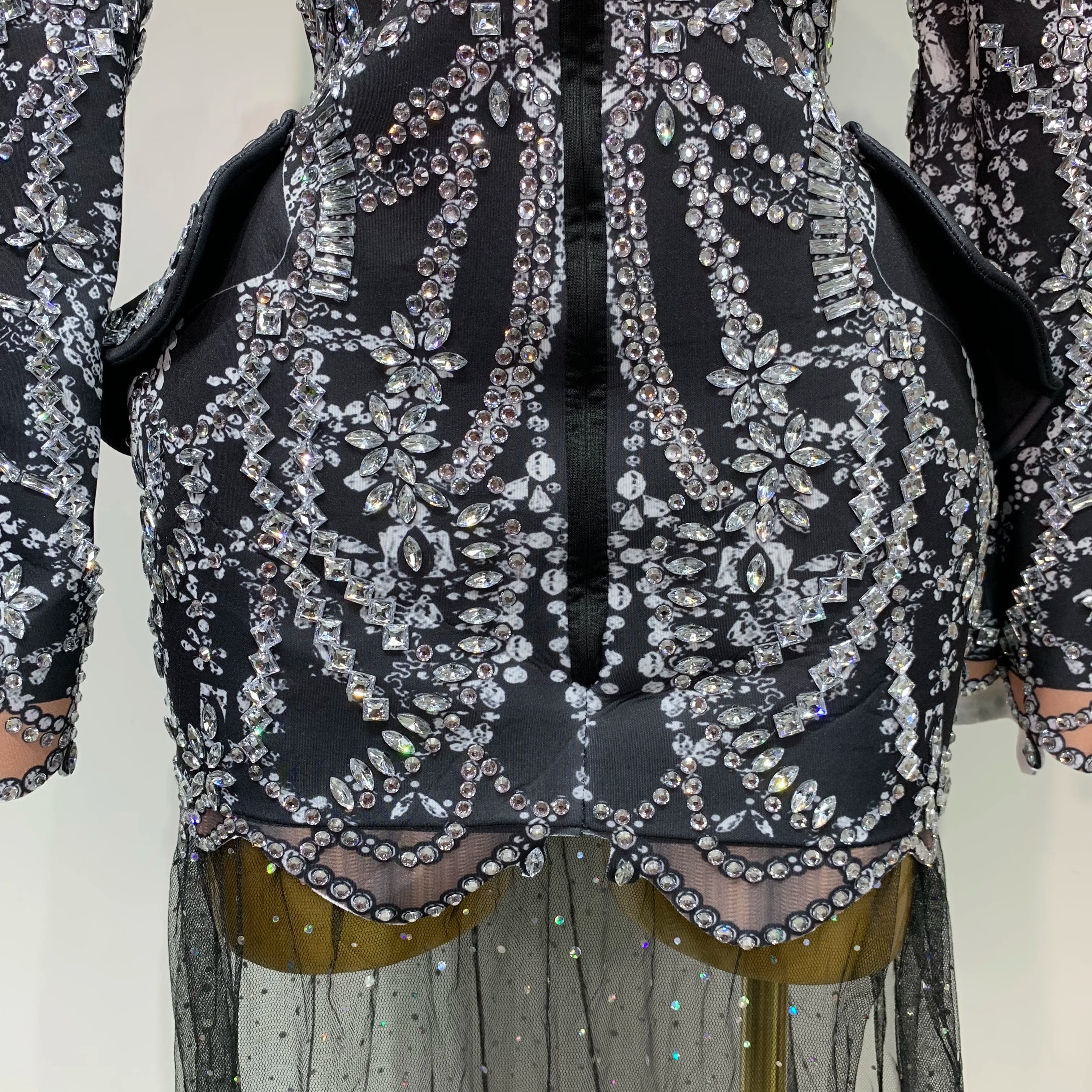 Luxury Nightclub Evening Birthday Dresses Stage Perform Outfit Sparkly Rhinestone Women's Elegant Party Sexy Dress