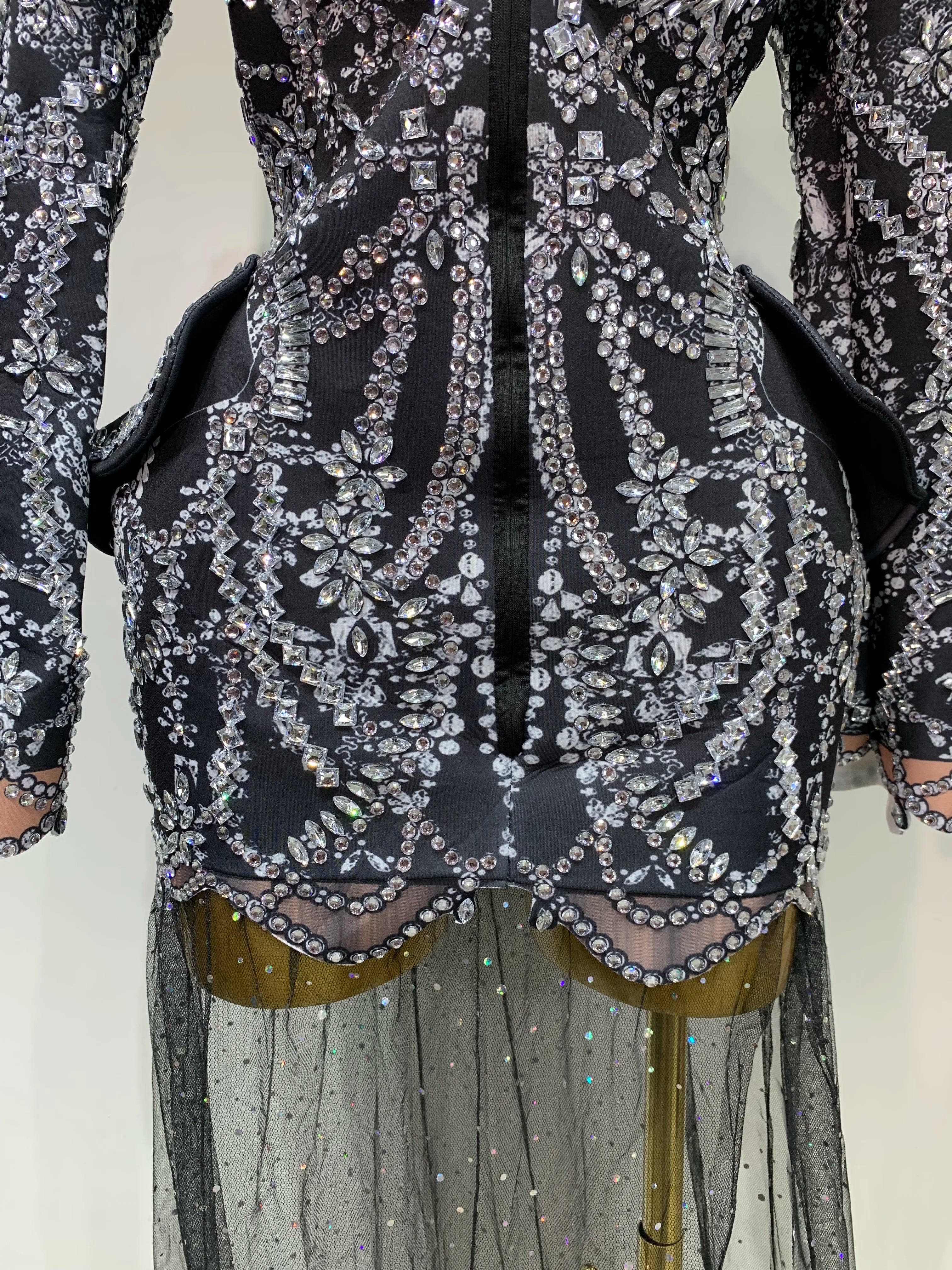 Luxury Nightclub Evening Birthday Dresses Stage Perform Outfit Sparkly Rhinestone Women's Elegant Party Sexy Dress