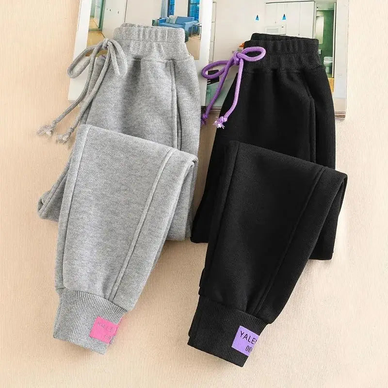 New Gray women Sweatpants Autumn Winter Baggy Streetwear Oversize Sports Pants Black winter thick Joggers Streetwear Trousers
