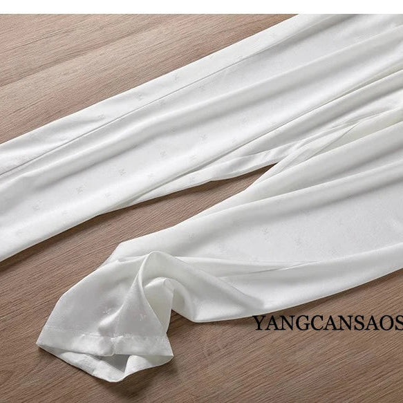 Women's Fashion New 24MM 93%Natural Mulberry Silk Versatile Jacquard Elastic Solid Color Satin Elastic Waist Casual Harlan Pants