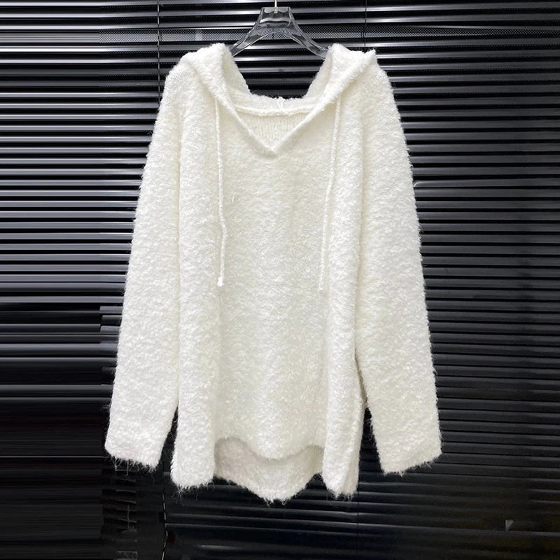 Autumn Winter New Niche Design Lazy Style Fashion Loose Soft Hooded Sweater For Women Elastic Waist Pants 11A07783