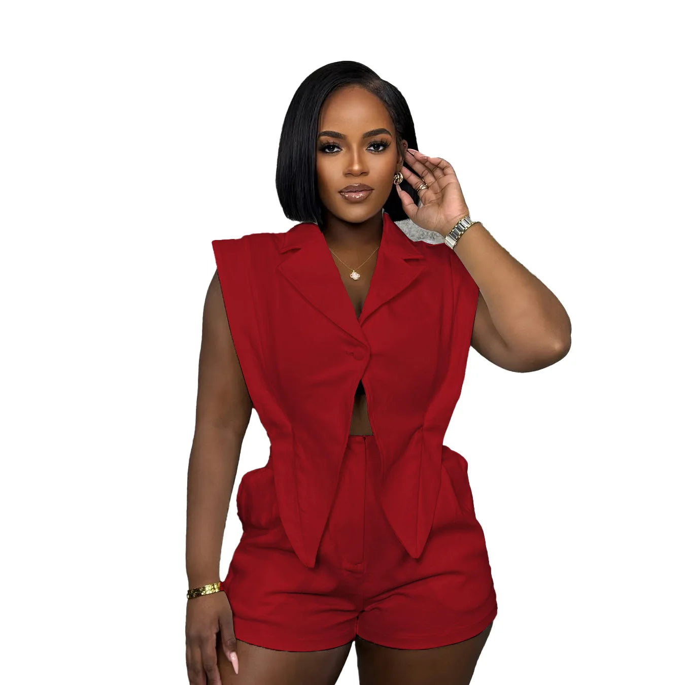 CM.YAYA Women Sleeveless High Waist Hollow Out Short Playsuits Jumpsuit Streetwear Irregular 2025 One Piece Suit Romper Outfits