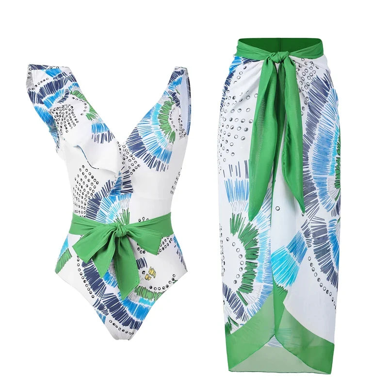 2023 Sexy Fashion One Piece Swimsuit Solid 3D Flower Summer Women Swimwear Beachwear Summer Luxury Monokini Bathing Suit a set 7