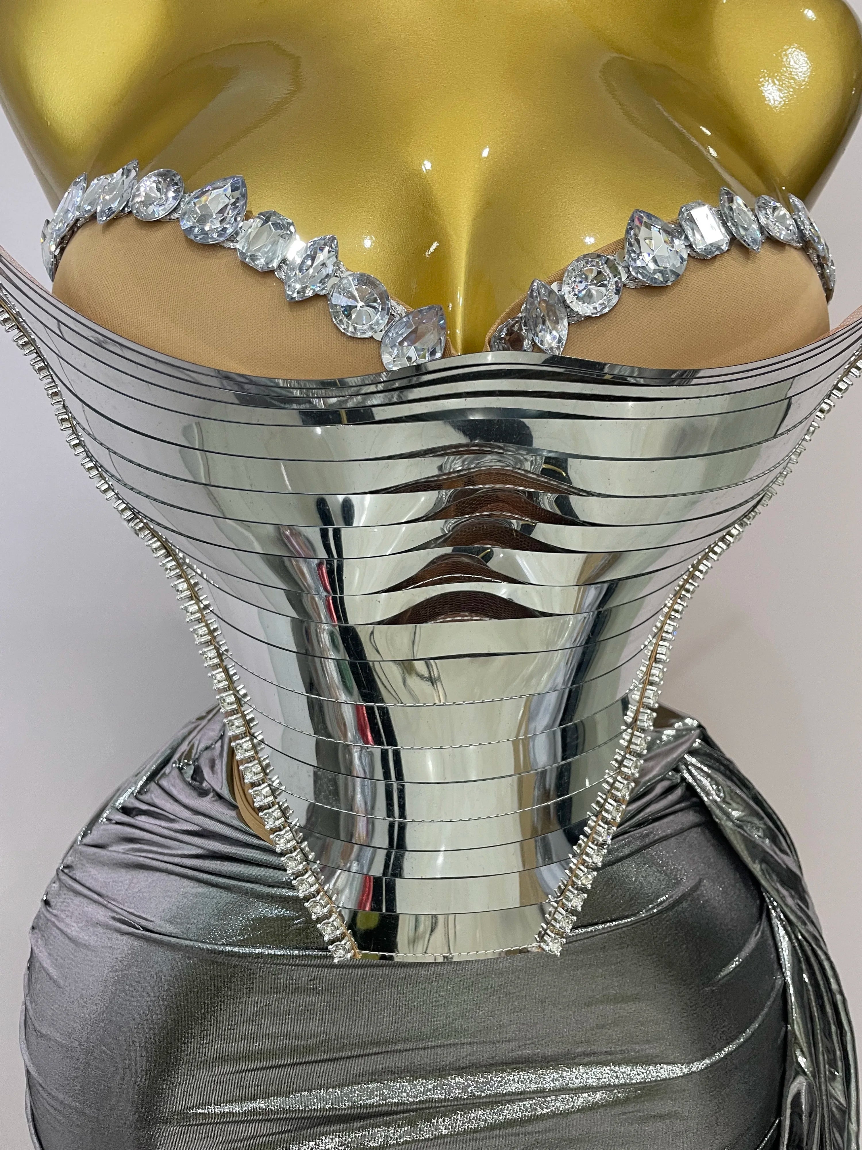 2025 Sparkly Gold Sequin Sexy Top Two Pieces Set Women Celebrate Party Birthday NightClub Performance Dancer Show Stage Outfit