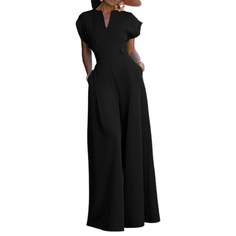 Yeezzi Female Elegant Party Jumpsuit Fashion Cap Sleeve Solid Color Wide Leg Summer Jumpsuits For Women 2024 New