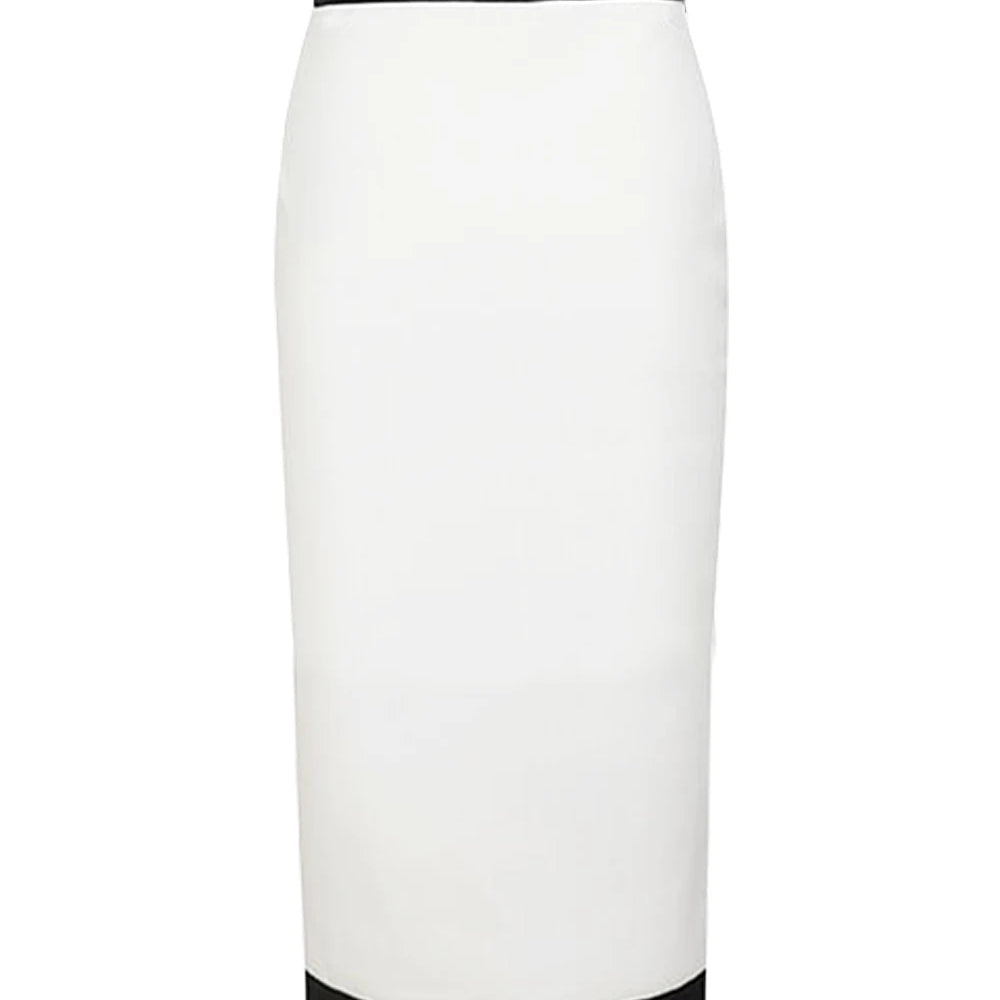 Newest Women Button Patchwork White Black Bodycon Bandage Skirt 2023 Designer High Waist Party Club Pencil Skirt 60cm