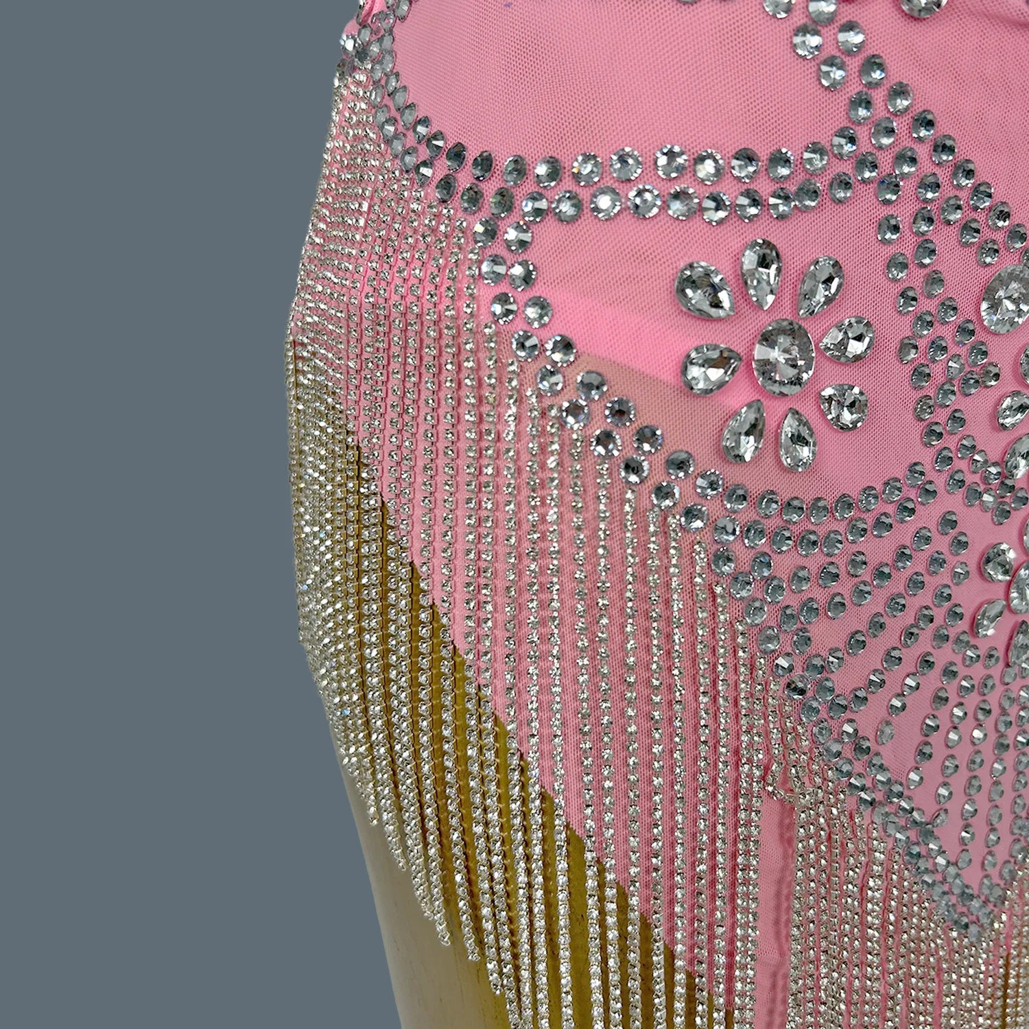 Sexy Backless Pink Diamond Dress Mesh Elastic Strap Dress Club Dinner Birthday Party Dress Stage Performance Costume Yelian