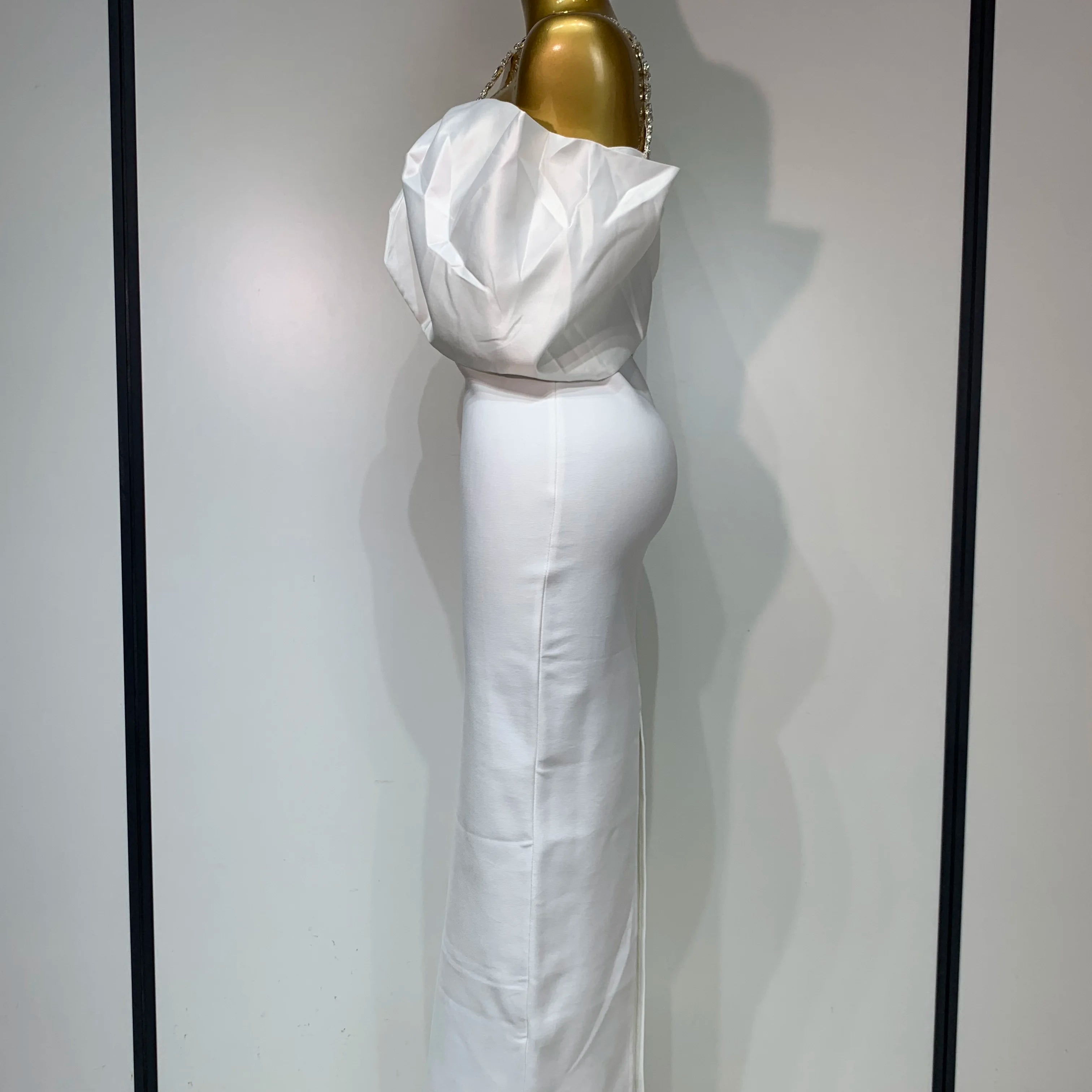 Luxury Rhinestone Chain Off Shoulder Vintage Butterfly Chic Bodycon Dress High Street Elegant Evening Party Birtyday Clothing