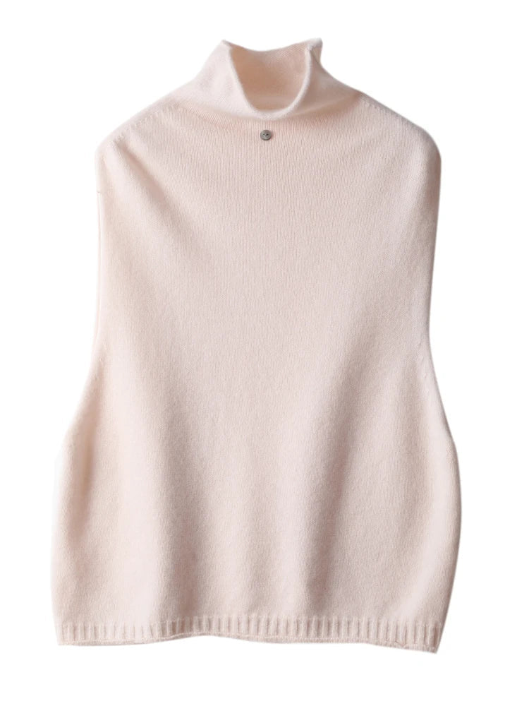 Turtleneck Waistcoat Women's Knitted Vest New Autumn And Winter Sleeveless Top Sweater JQ137