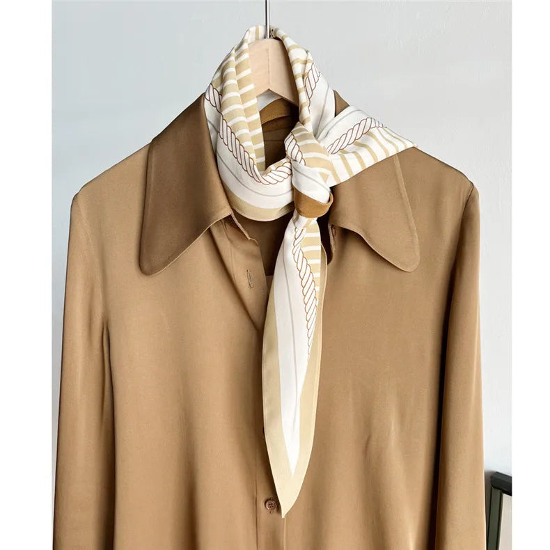 135cm Twill Silk Scarf Women Bandana Scarf Design Kerchief Scarves For Ladies Fashion Shawl Echarpe