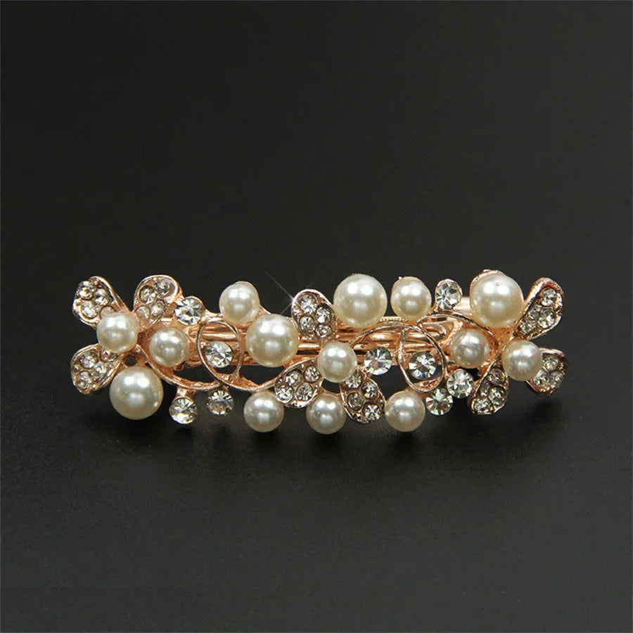New Sweet Crystal Spring Hair Clips Exquisite Pearl Flower Spring Hairpin Hair Barrettes For Women Girl Fashion Hair Accessories 1