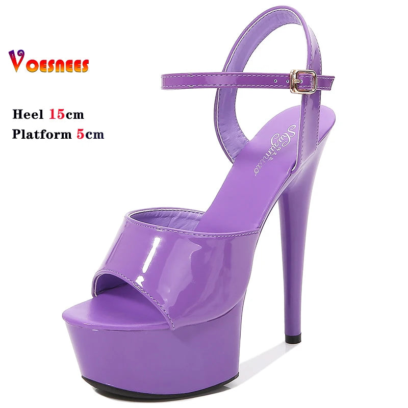 15CM Stiletto Waterproof Platform Sandals Stripper High Heels Women Sexy Show Shoes Platform High-heeled Wedding Shoes Size 43 As picture shown 7