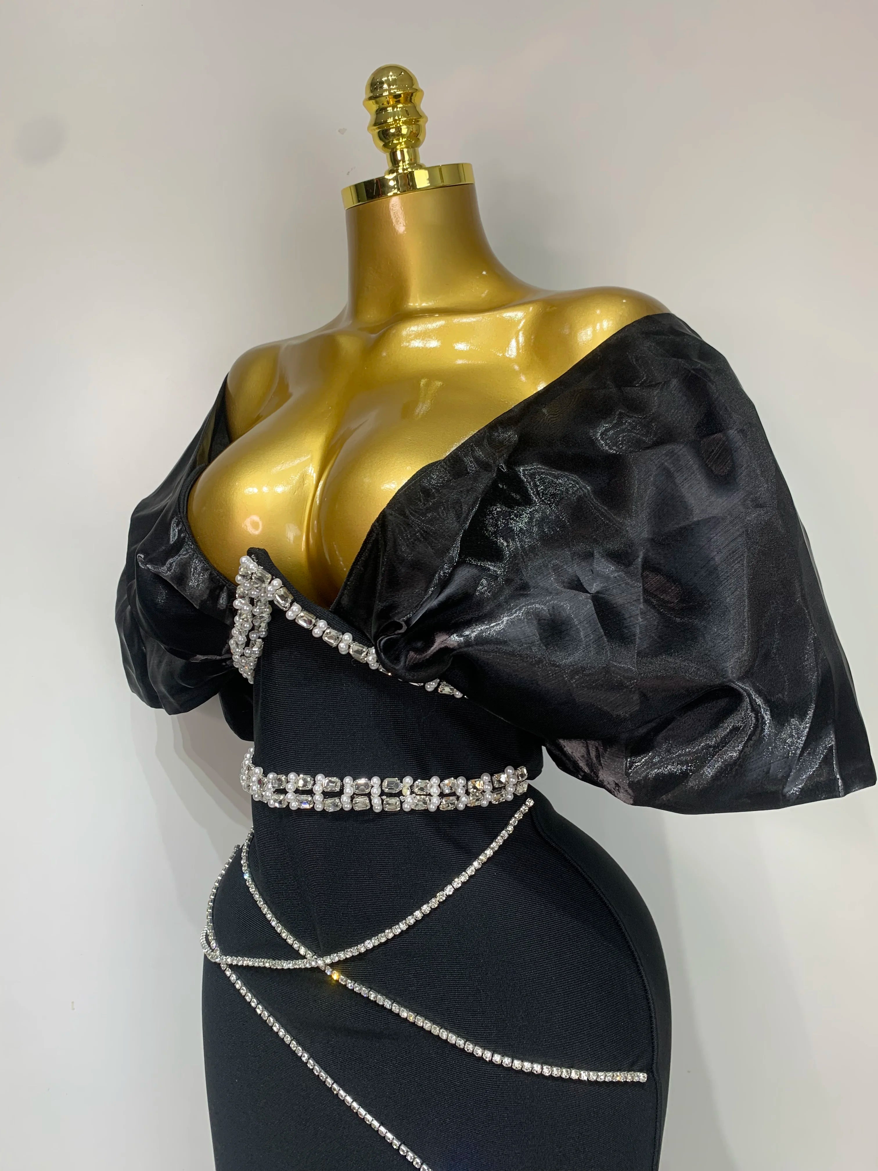 Women Sexy Backless Sparkly Diamonds Black Long Bodycon Bandage Dresses Luxury Birthday Party Celebrity Elegant Knitted Clothing