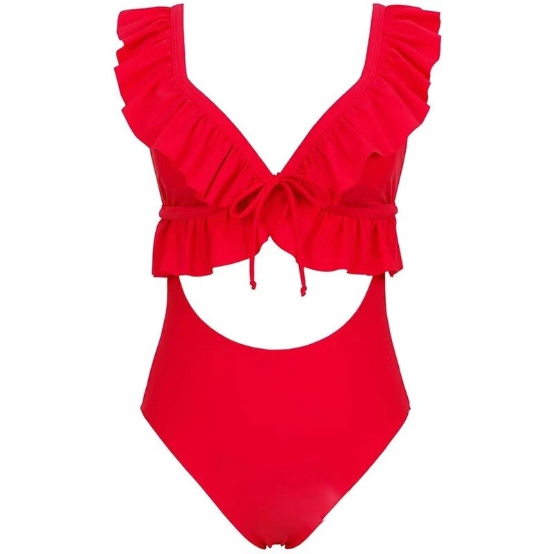 Sexy Ruffle One Piece Swimsuit - Plus Size Swimwear Female Monokini Bathers Bathing Suits Beachwear Swim Ladies Bikini