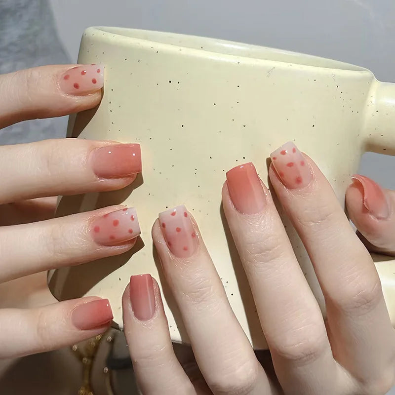 24pcs/set Medium long fake nails for women girls Y2K gradient purple blue yellow green square almond tips press on false nails 2596