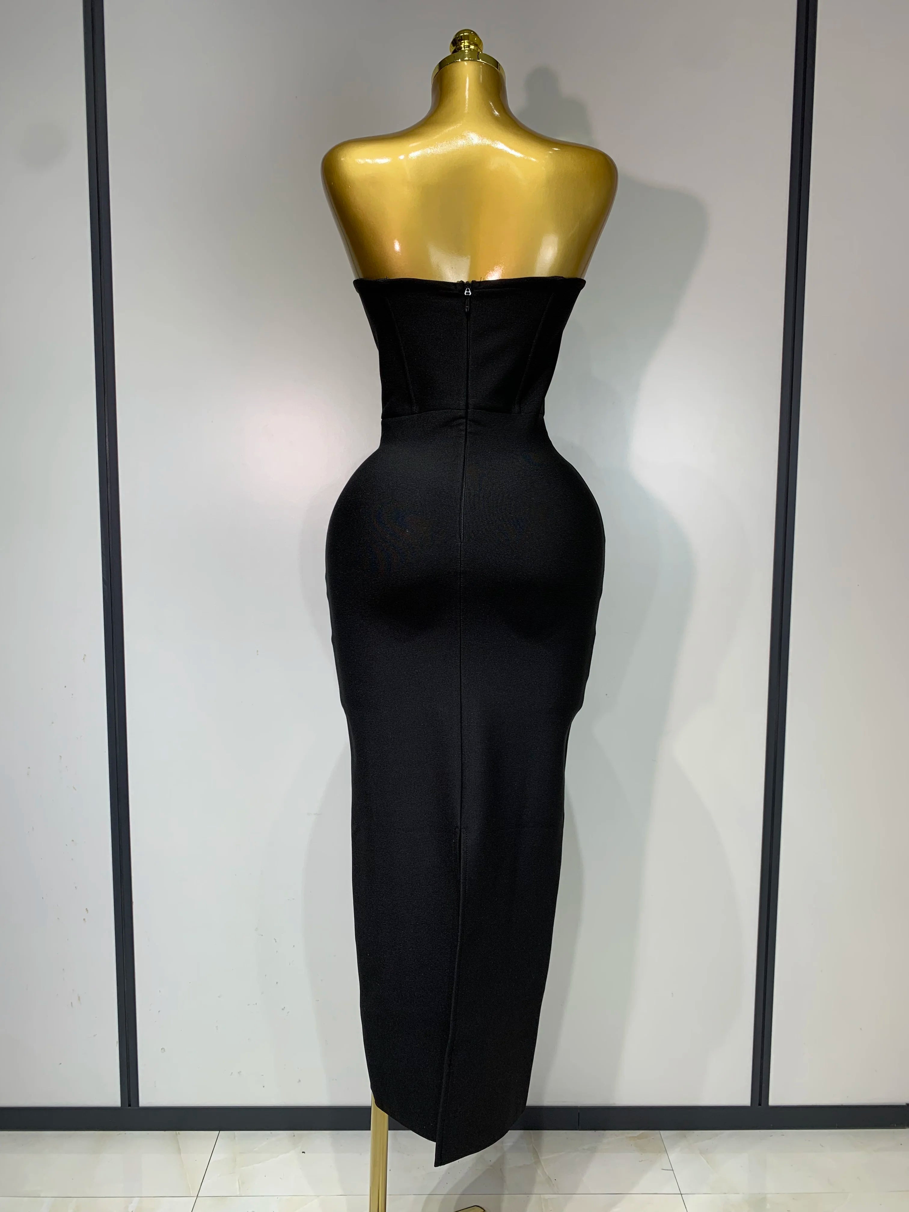 Women Sexy Strapless Sparkly Rhinestones Bodycon Bandage Long Dress Fashion Celebrate Evening Party Luxury Birthday Dresses