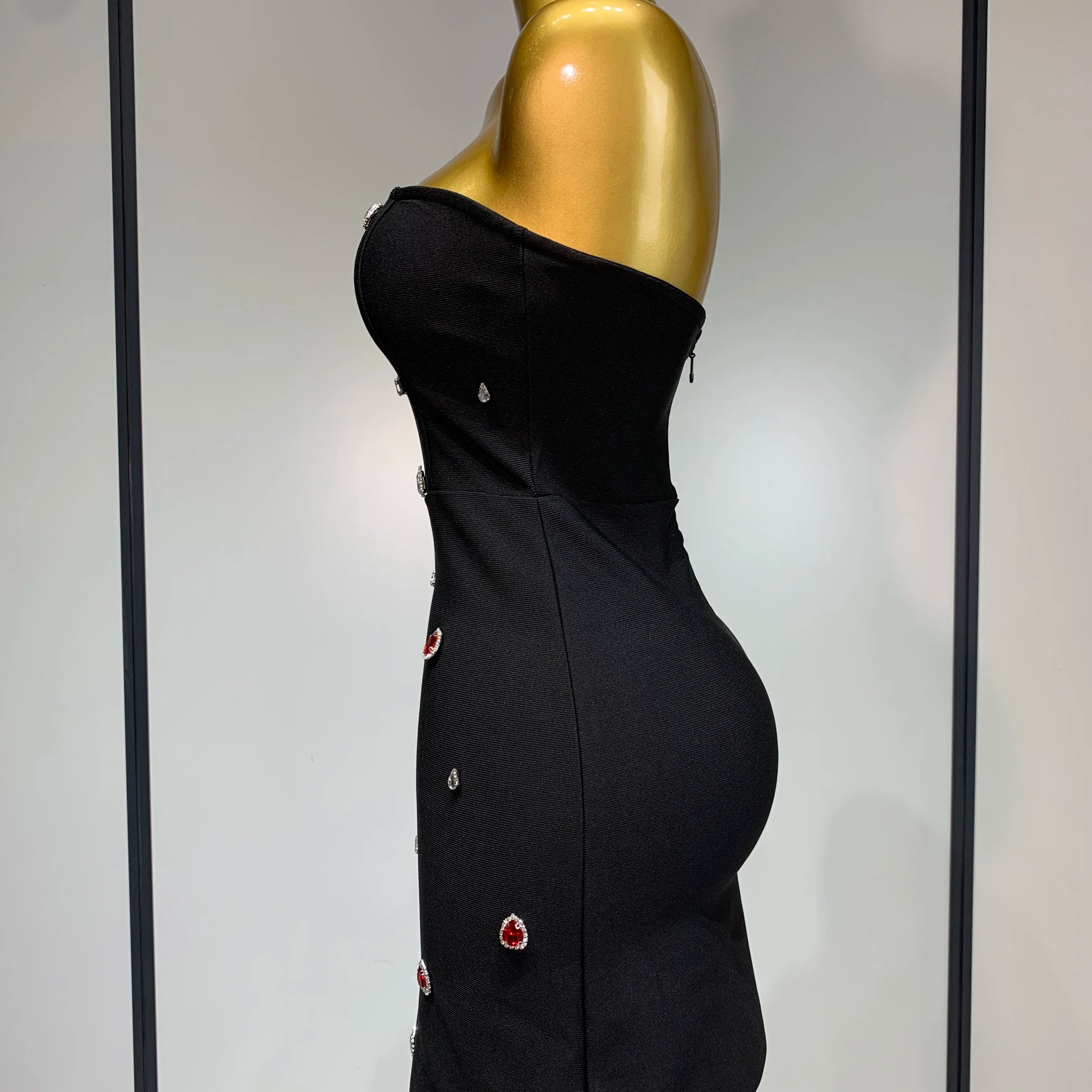 Women Sexy Strapless Colorful Crystal Bodycon Mini Bandage Dress 2025 New Spring Elegant Party Celebrate Birthday Outfit