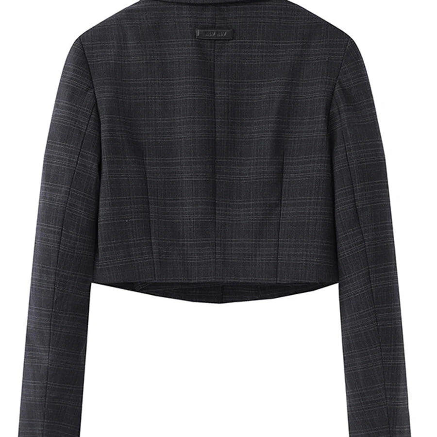 Solid Slimming Spliced Appliques Elegant Jackets for Women Lapel Long Sleeve Patchwork Button Fashion Jacket Female