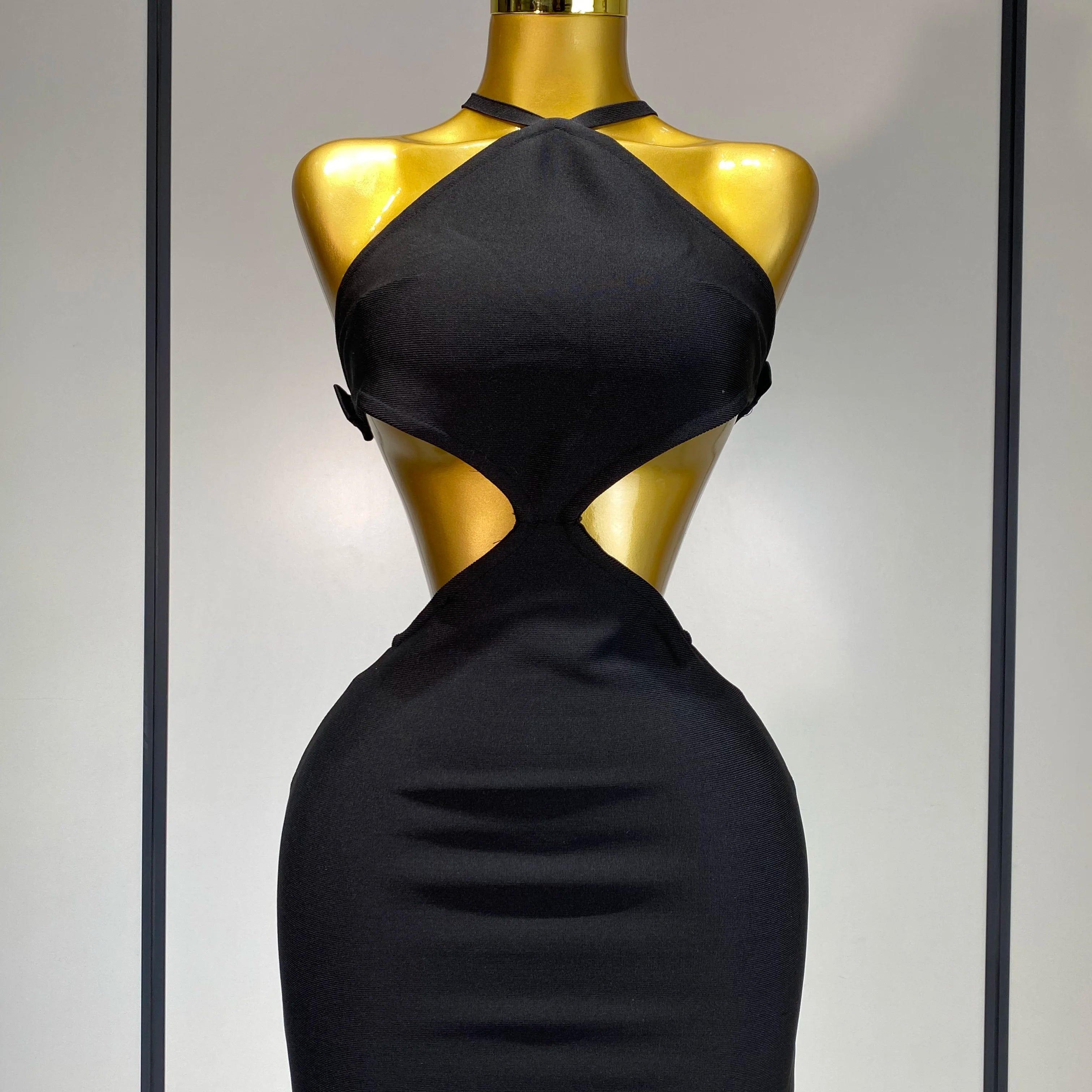 Women Sexy Backless Cut Out Bow Tie Mini Bodycon Bandage Dress 2025 Celebirty Elegant Evening Party Luxury Birthday Dresses black