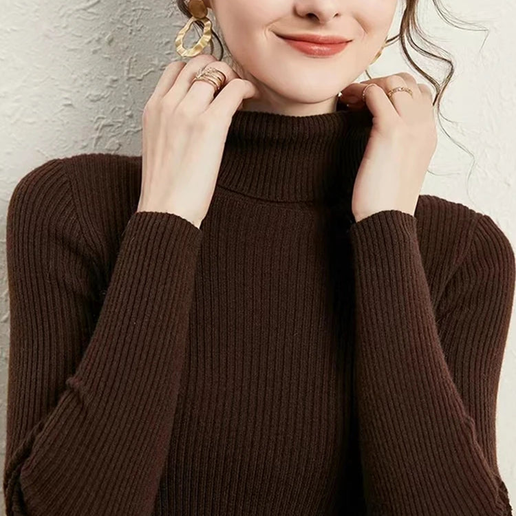 Women Sweater Casual Pullovers Autumn Winter Basics Knitted Korean Loose Striped O-neck Long Sleeve Elegance Sweet E-Coffee One Size