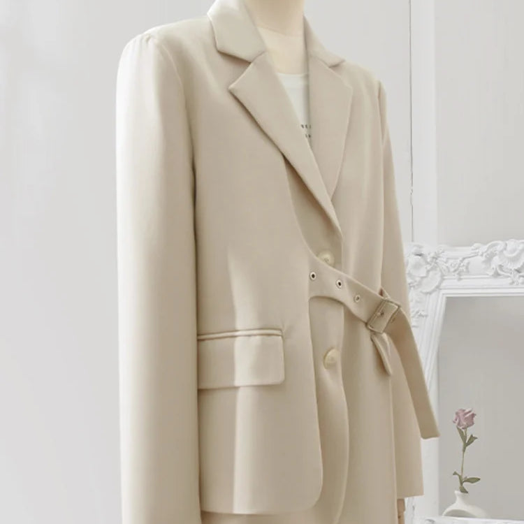 LANMREM Designer Spliced Blazer Coat For Women Single Breasted Long Sleeves Irregular Coats Female Clothing 2023 Autumn 32D163