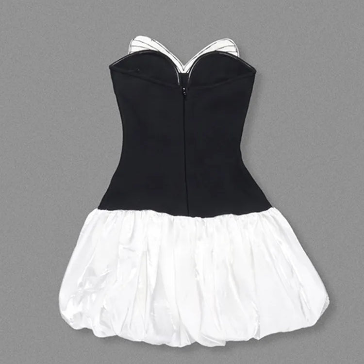 Women Sexy Strapless Backless Butterfly Patchwork Mini A Line Celebrity Bandage Dress 2025 Elegant Evening Club Party Outfit