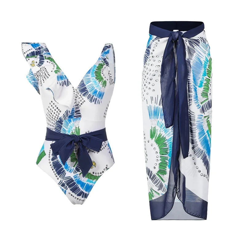 2023 Sexy Fashion One Piece Swimsuit Solid 3D Flower Summer Women Swimwear Beachwear Summer Luxury Monokini Bathing Suit a set 8