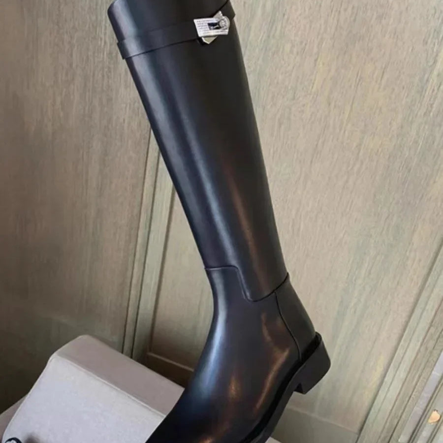 Hot New Simple Thigh-high Boots Women's Thick Soles But Knee Elongated Thigh-high Boots