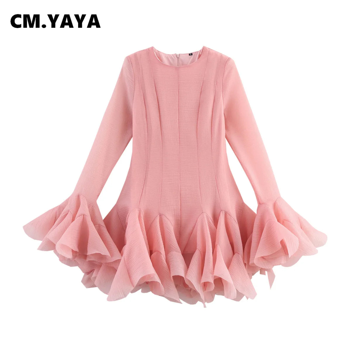CM.YAYA Women flare long sleeve Printed Big Swing Ball Gown Dress 2025 Summer Holiday Night Club Party Vestidos Sexy Dresses