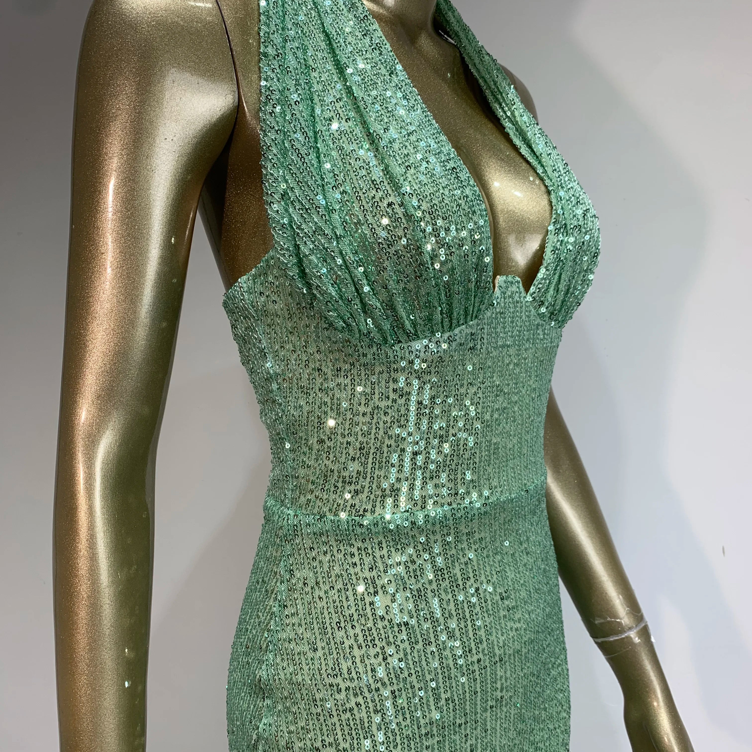 Women Celebrity Sexy Backless Halter Mesh Sequins Sparkly Maxi Long Gowns Dress 2024 Elegant Evening Party Club Dress Vestido