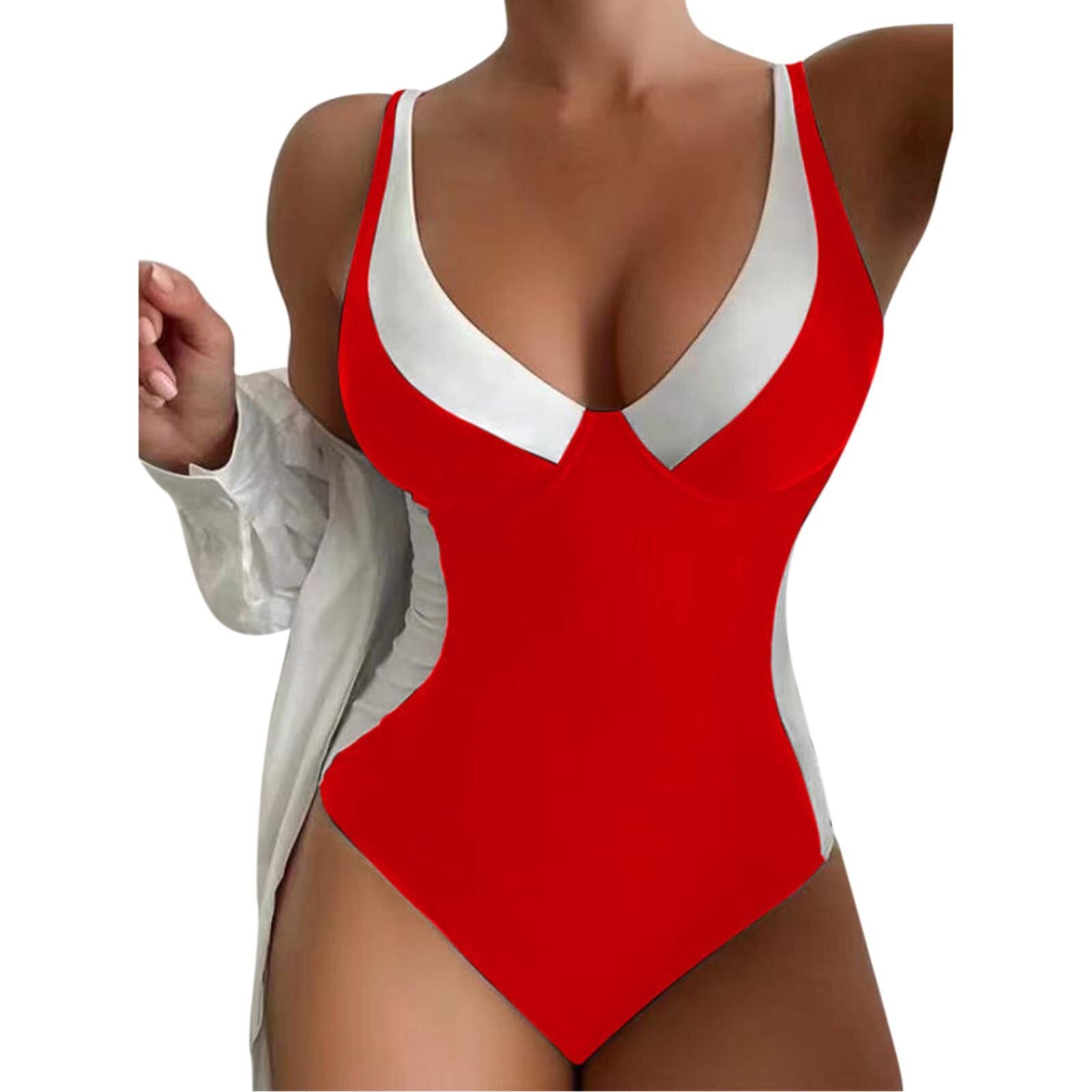 Push Up Deep V neck Checkered High Waist Black Bloc Blue D